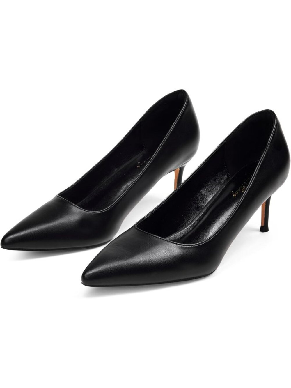 Women's Black Tang Kitten Heel Pumps 2.4 Inch Pointed Toe Sexy Dressy Shoes